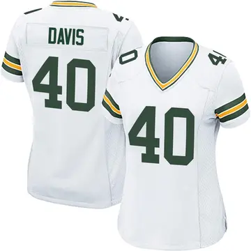 Women's Green Bay Packers LJ Davis White Game Jersey By Nike