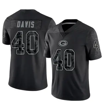 Youth Green Bay Packers LJ Davis Black Limited Reflective Jersey By Nike