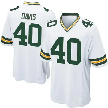 Youth Green Bay Packers LJ Davis White Game Jersey By Nike